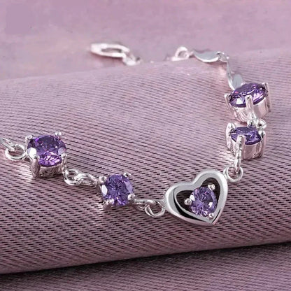 Heart-Shaped Crystal Zircon Bracelet Petite