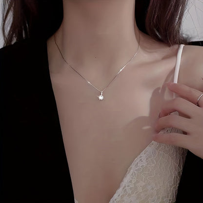 Collana a catena con clavicola, pendente a goccia d'acqua, 1 pezzo lucido per donna