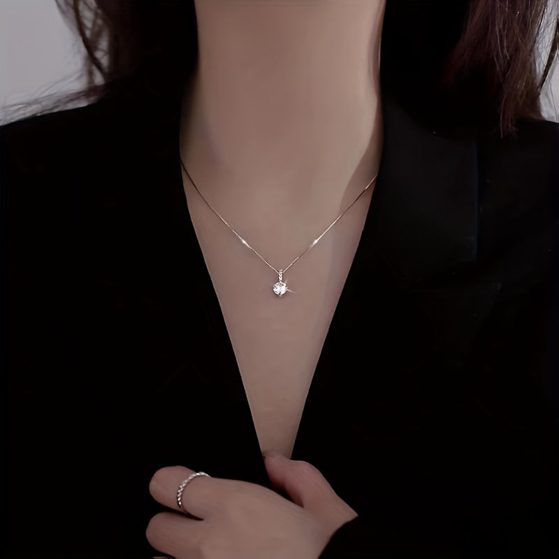 1Pc Shiny For Women Zircon Water Drop Pendant Clavicle Chain Necklace